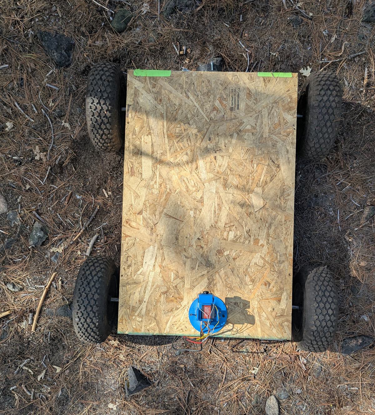 Top-down view of the machine showing the deck and the camera mount